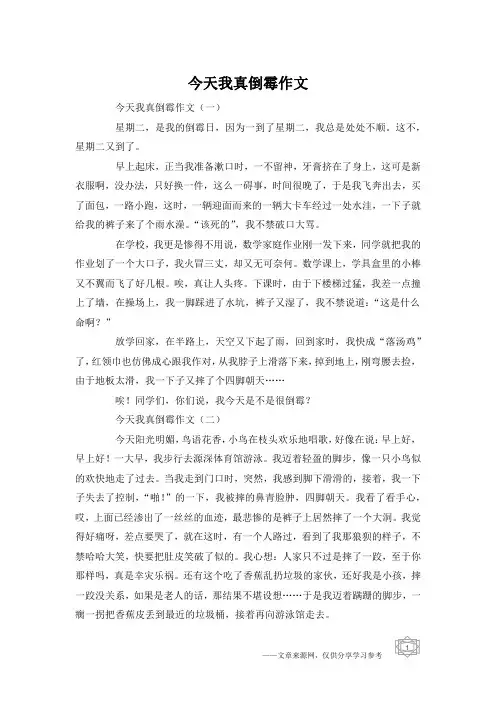 今天我真倒霉作文