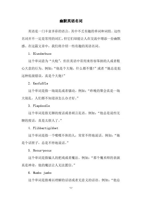 幽默英语名词