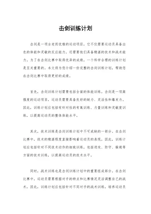 击剑训练计划
