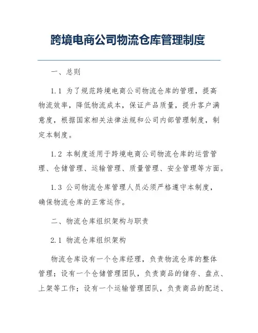跨境电商公司物流仓库管理制度