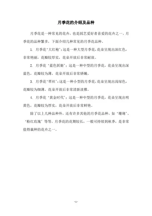 月季花的介绍及品种