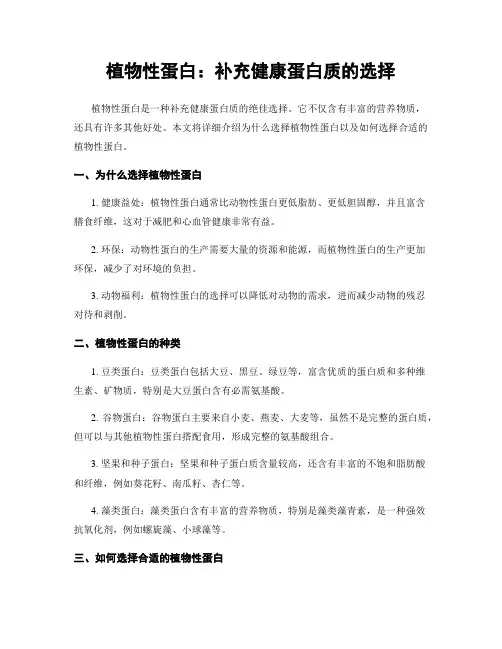 植物性蛋白：补充健康蛋白质的选择