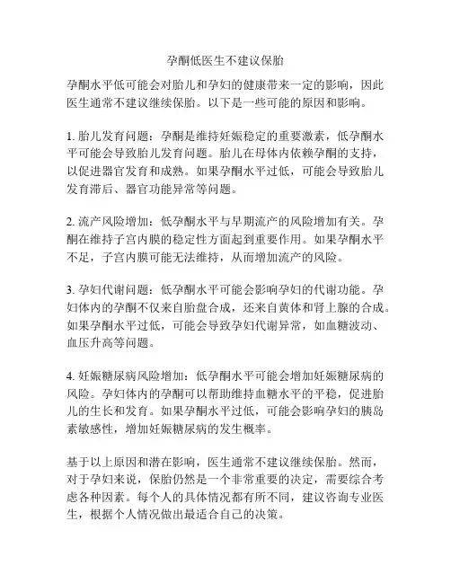 孕酮低医生不建议保胎