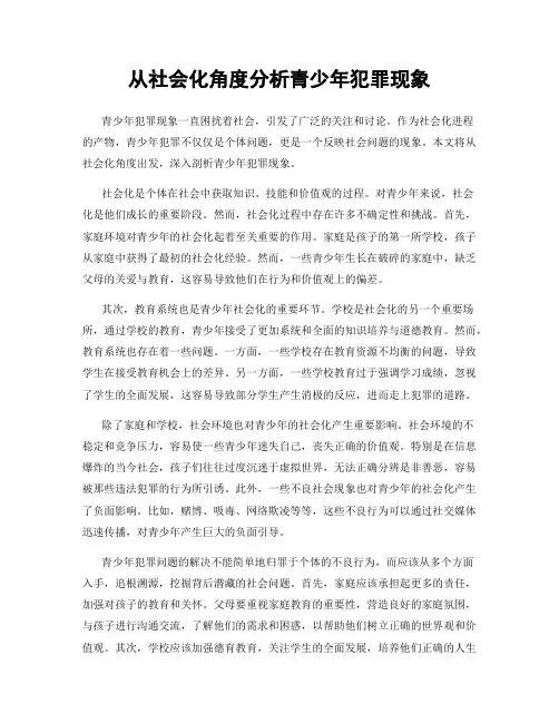 从社会化角度分析青少年犯罪现象