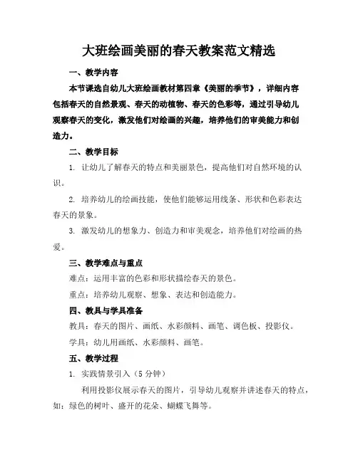 大班绘画美丽的春天教案范文精选