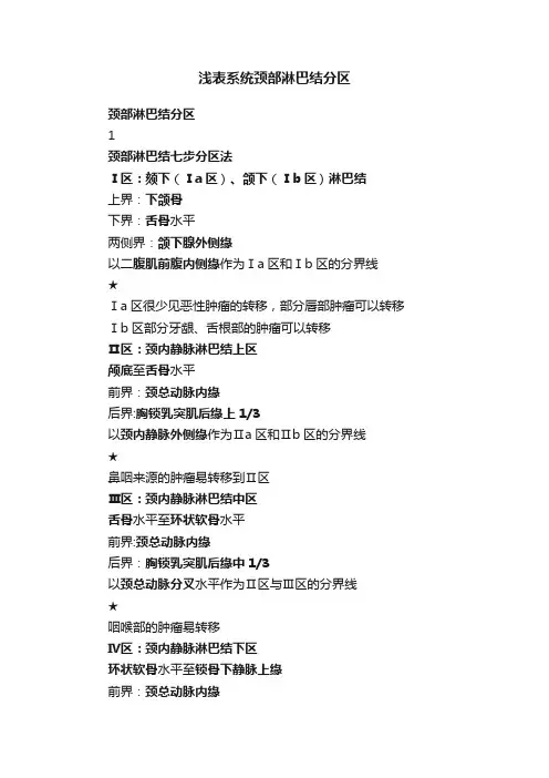浅表系统颈部淋巴结分区