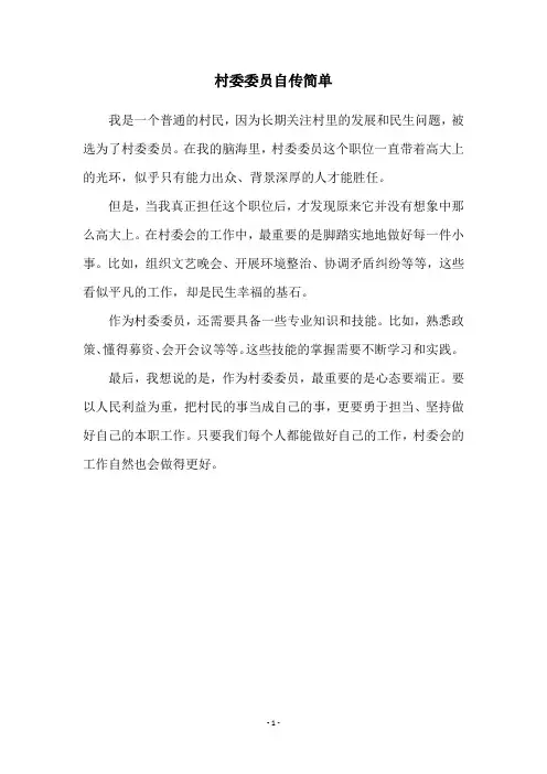 村委委员自传简单