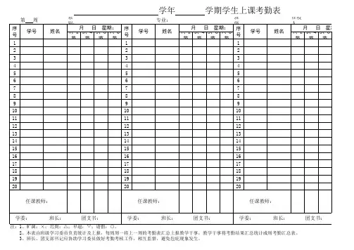 大学生上课考勤表及考勤汇总表模板