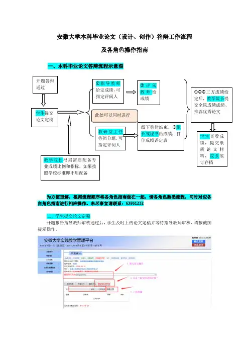 安徽大学本科毕业论文(设计、创作)答辩工作流程及各角色操作指南
