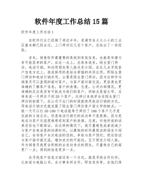 软件年度工作总结15篇