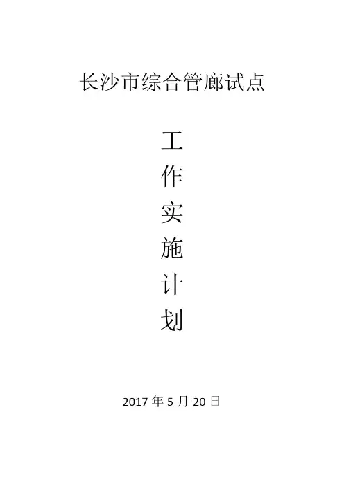 长沙市综合管廊试点工作计划(含管廊PPP方案)