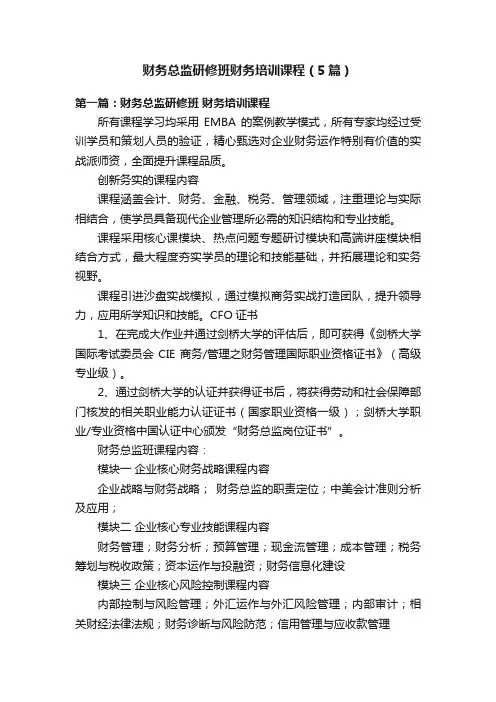 财务总监研修班财务培训课程（5篇）