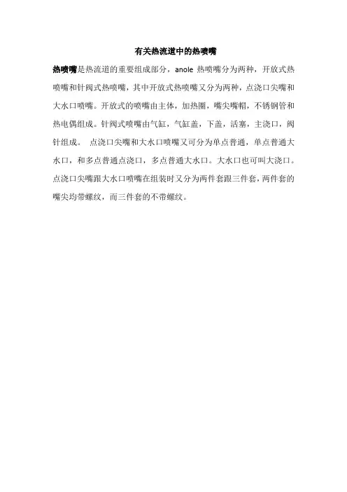 有关热流道中的热喷嘴