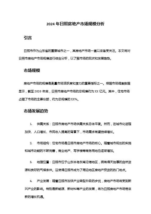 2024年日照房地产市场规模分析