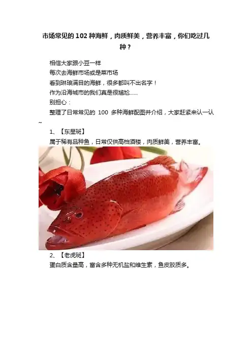 市场常见的102种海鲜，肉质鲜美，营养丰富，你们吃过几种？