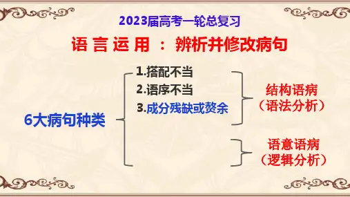 高考复习辨析与修改病句之3.成分残缺或赘余课件22张