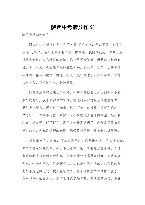 陕西中考满分作文