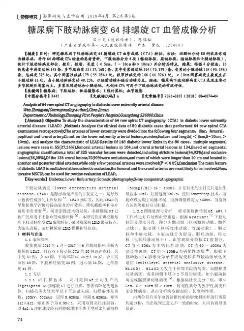 糖尿病下肢动脉病变64排螺旋CT血管成像分析