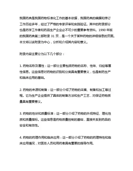 中国药典1990年版二 部附录31页