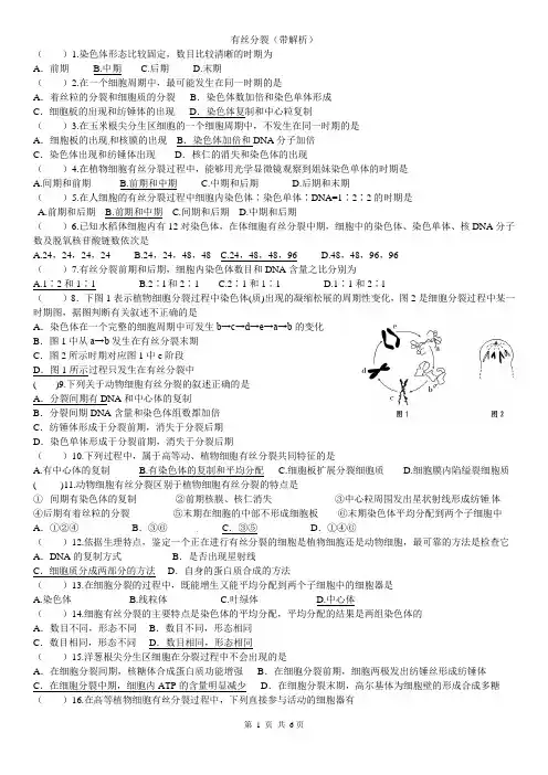 有丝分裂课后练习(解析版)