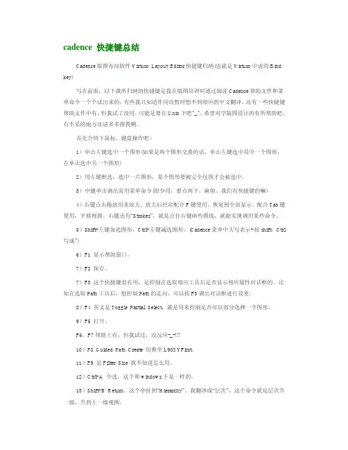 CADENCE快捷键归纳