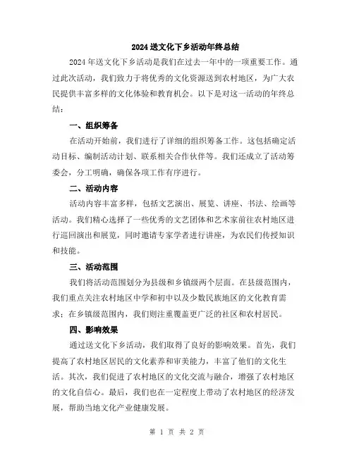 2024送文化下乡活动年终总结