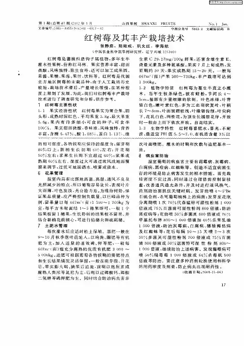 红树莓及其丰产栽培技术