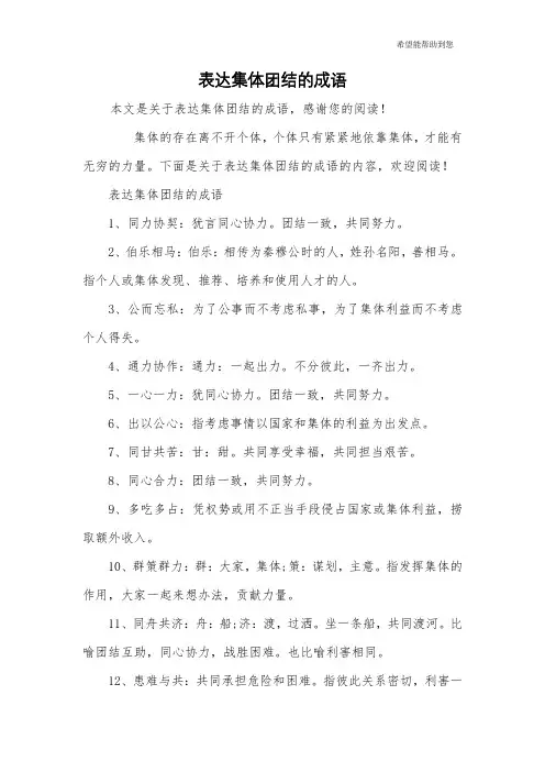 表达集体团结的成语