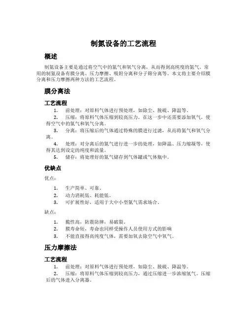 制氮设备的工艺流程