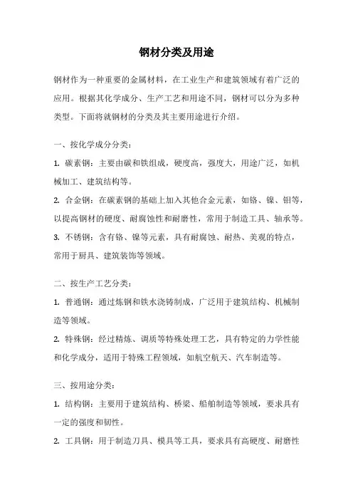 钢材分类及用途