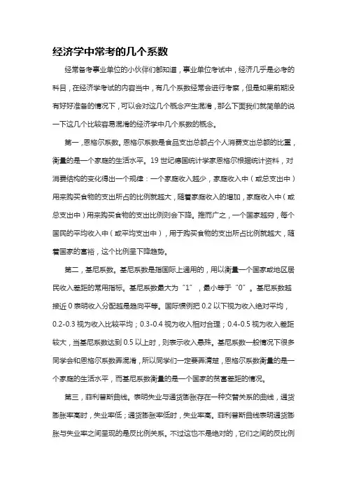 经济学中常考的几个系数