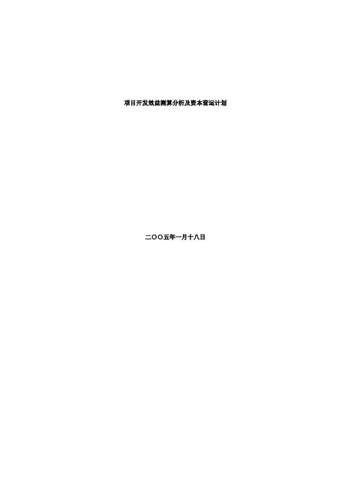 某项目开发效益测算分析及资本营运计划