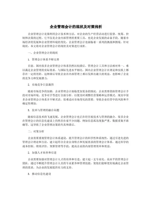 企业管理会计的现状及对策浅析