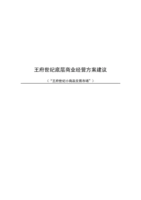 王府世纪底层商业经营方案建议(小商品市场)
