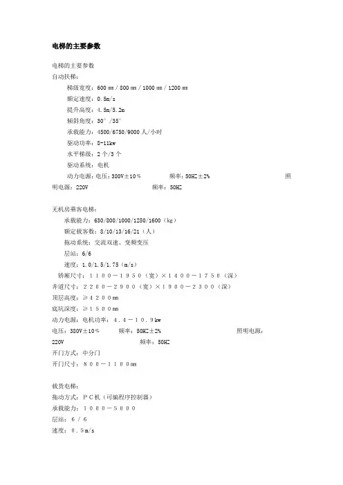 电梯参数