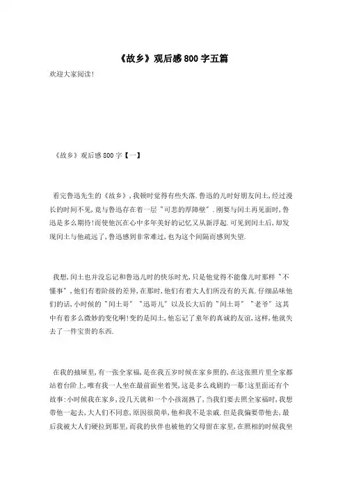 《故乡》观后感800字五篇