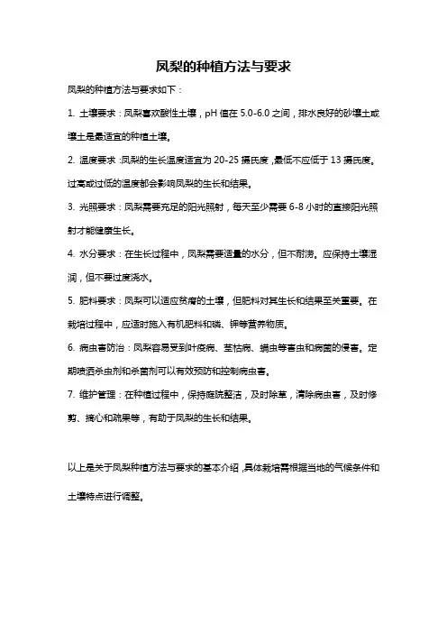 凤梨的种植方法与要求