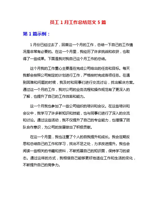员工1月工作总结范文5篇