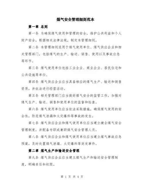 煤气安全管理细则范本
