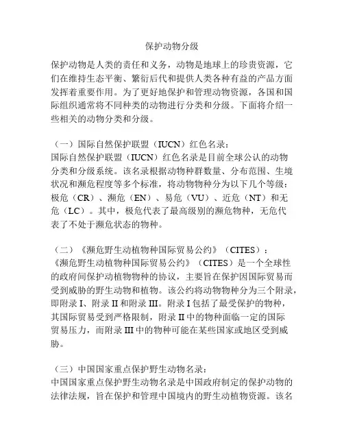 保护动物分级