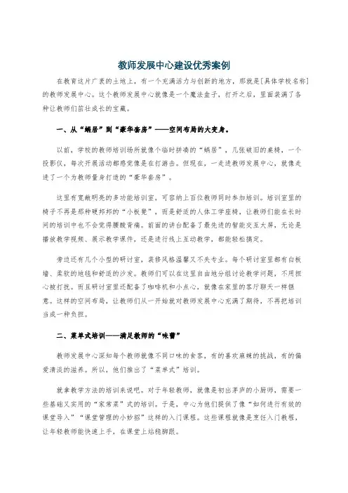 教师发展中心建设优秀案例