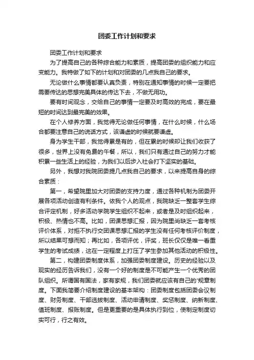 团委工作计划和要求