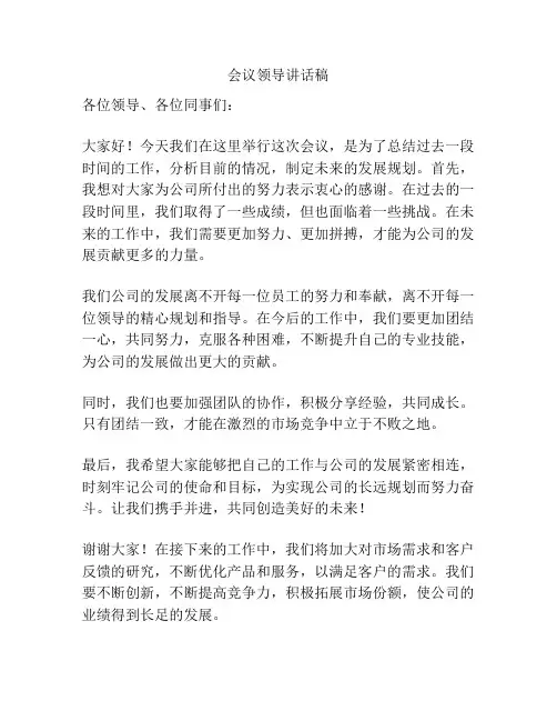 会议领导讲话稿