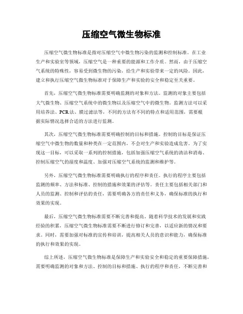 压缩空气微生物标准