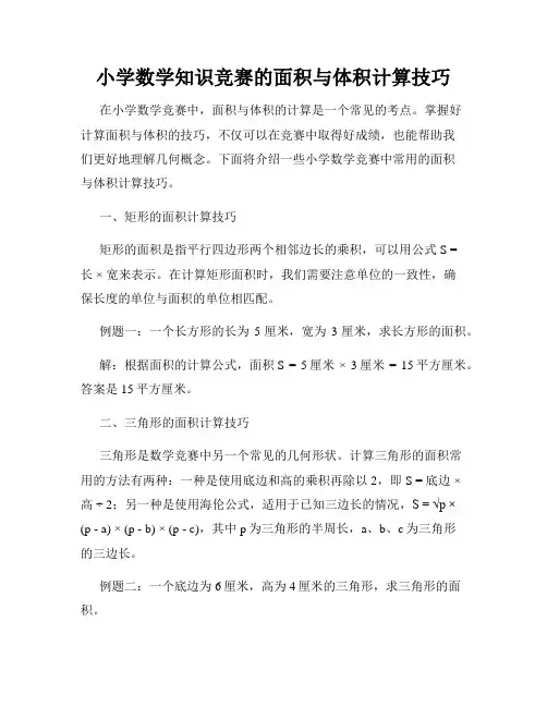 小学数学知识竞赛的面积与体积计算技巧