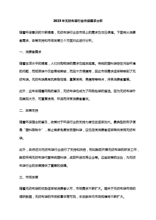 2023年无纺布袋行业市场需求分析