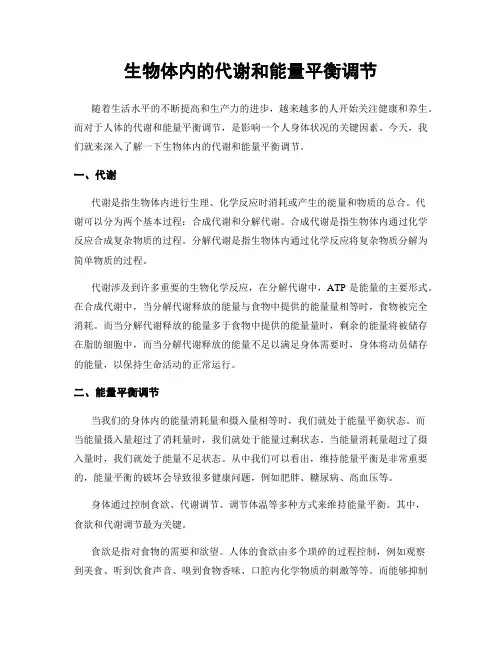 生物体内的代谢和能量平衡调节