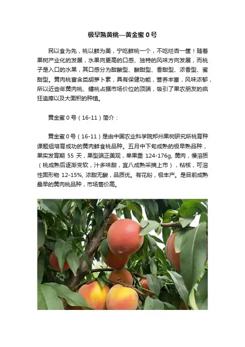 极早熟黄桃—黄金蜜0号