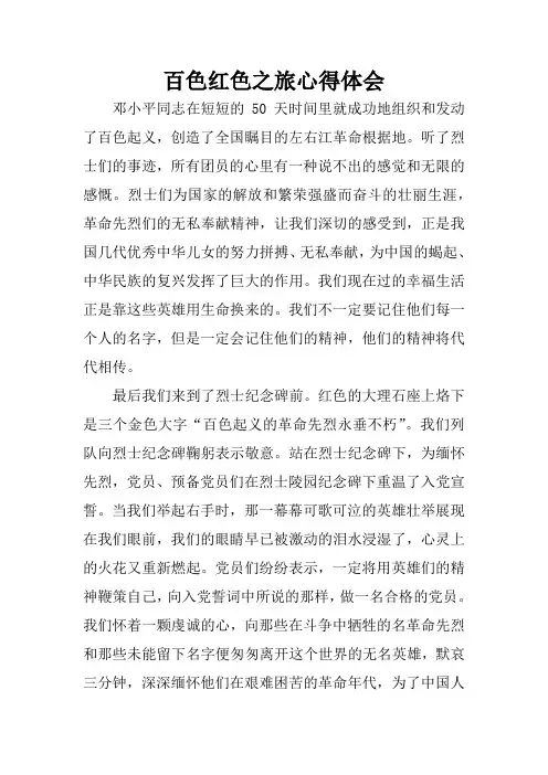 百色红色之旅心得体会