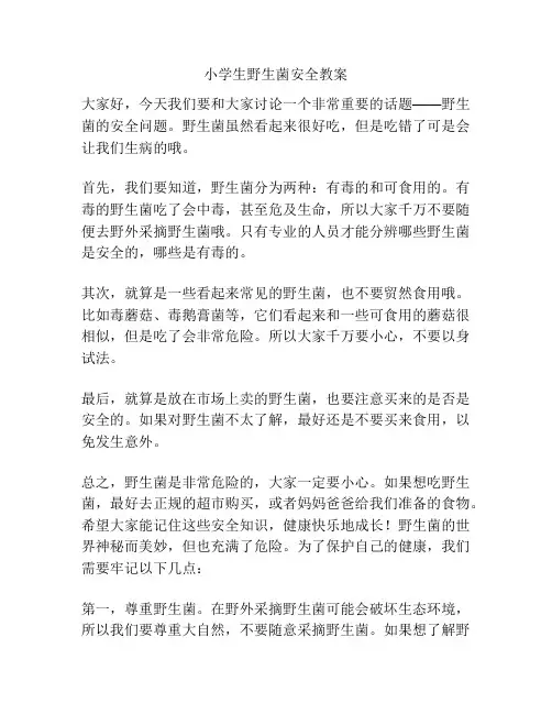小学生野生菌安全教案